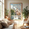 04 - Strasbourg France Watercolor Wall Art in Boho Living Room.jpg