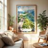 04 - The Great Wall of China Watercolor Wall Art in Boho Living Room.jpg