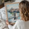 05 - Woman Holding Framed Budapest Hungary Watercolor Wall Art - Portrait.jpg