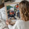 05 - Woman Holding Framed Hanoi Train Street Vietnam Watercolor Wall Art - Portrait.jpg