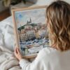 05 - Woman Holding Framed Marseilles Watercolor Wall Art - Portrait.jpg