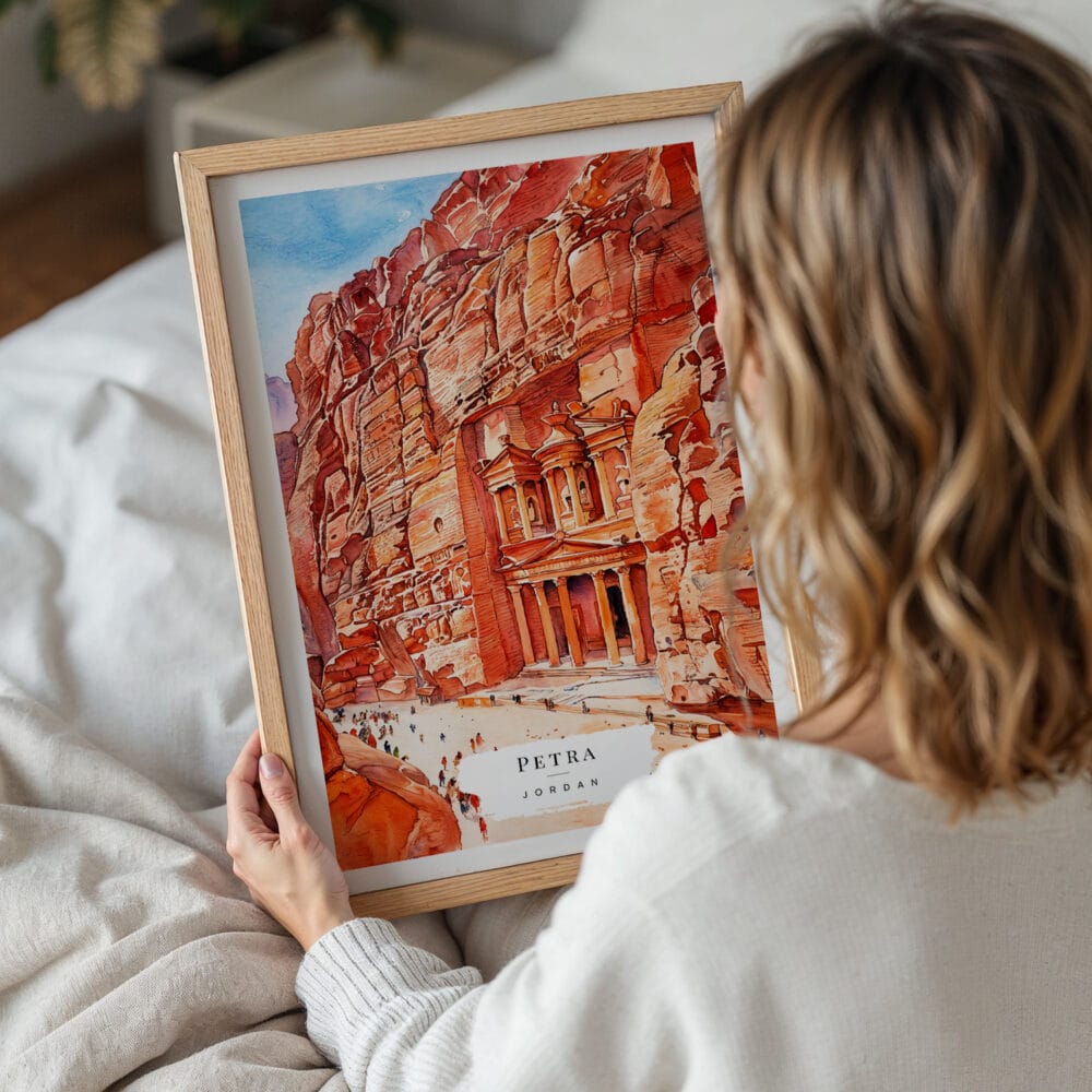05 - Woman Holding Framed  Petra Jordan Watercolor Wall Art - Portrait.jpg 05 - Woman Holding Framed Petra Jordan Watercolor Wall Art - Portrait.jpg