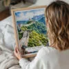 05 - Woman Holding Framed The Great Wall of China Watercolor Wall Art - Portrait.jpg