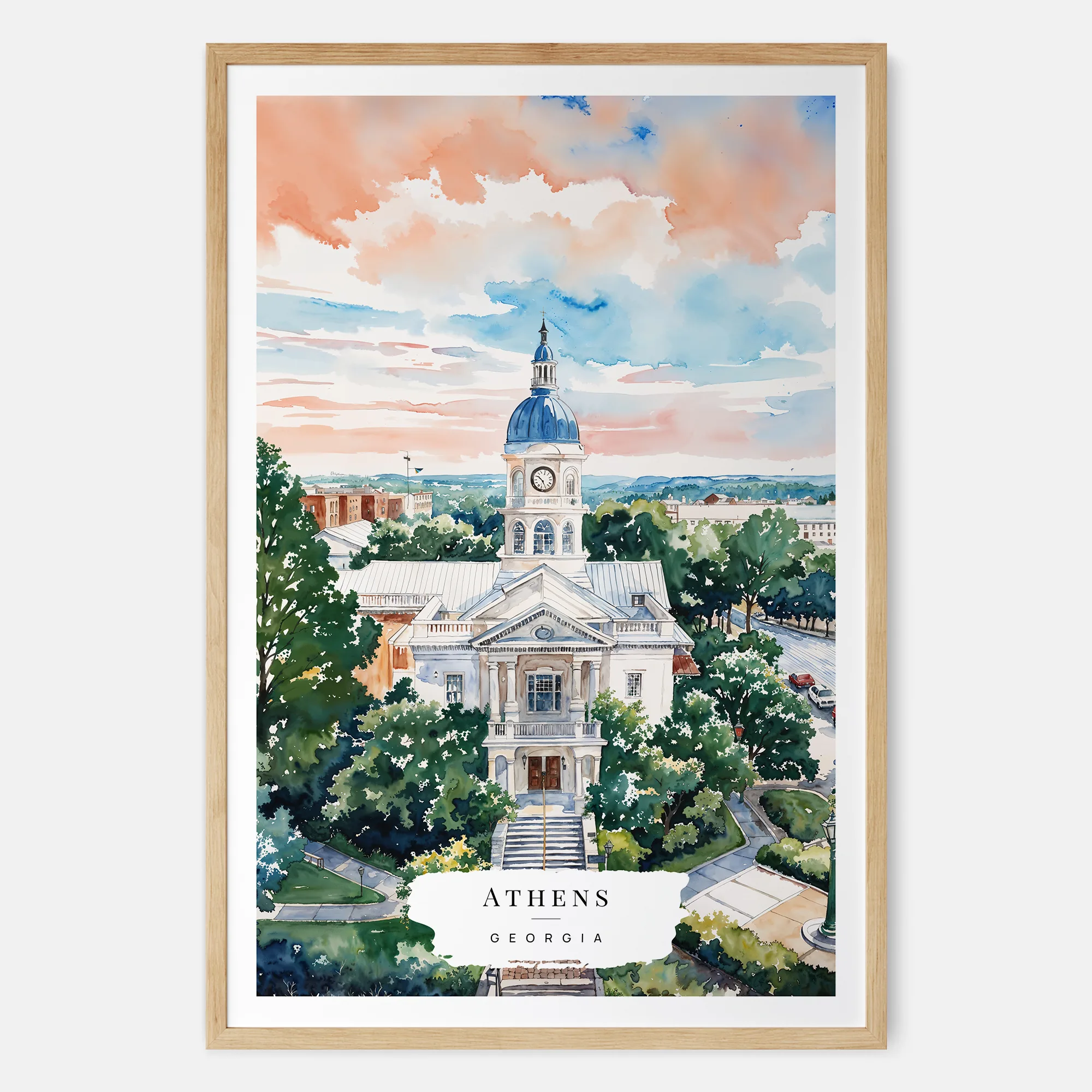 Athens Georgia Watercolor Art Print