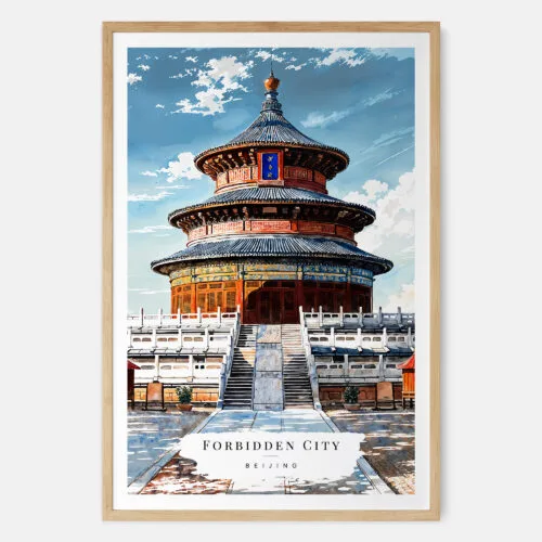 00 - Beijing Forbidden City Watercolor Art Print - Main - Wood Frame.jpg
