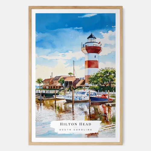 00 - Hilton Head South Carolina Watercolor Art Print - Main - Wood Frame.jpg