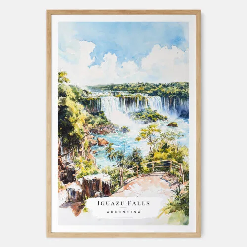 00 - Iguazu Falls Watercolor Art Print - Main - Wood Frame.jpg