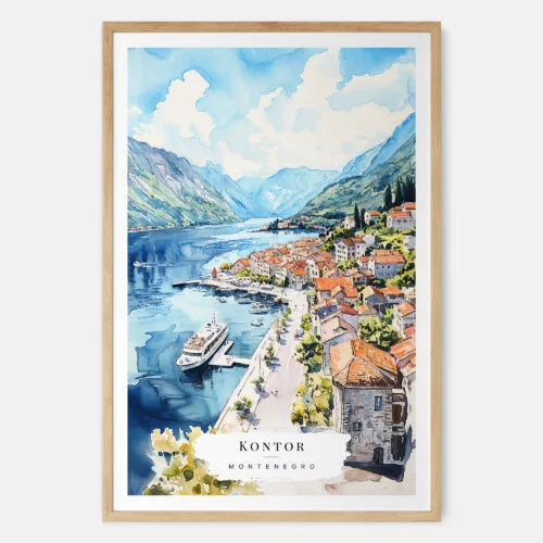 00 - Kontor Montenegro Watercolor Art Print - Main - Wood Frame.jpg