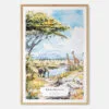 00 - Serengeti Africa Watercolor Art Print - Main - Wood Frame.jpg