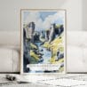 01 - Framed Fjadrargljufur Canyon Watercolor Wall Art leaning against couch - Portrait.jpg
