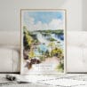 01 - Framed Iguazu Falls Watercolor Wall Art leaning against couch - Portrait.jpg