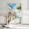 01 - Framed Mallorca Spain Watercolor Wall Art leaning against couch - Portrait.jpg
