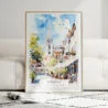 01 - Framed Norwich England Watercolor Wall Art leaning against couch - Portrait.jpg