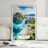 01 - Framed Palawan Philippines Watercolor Wall Art leaning against couch - Portrait.jpg