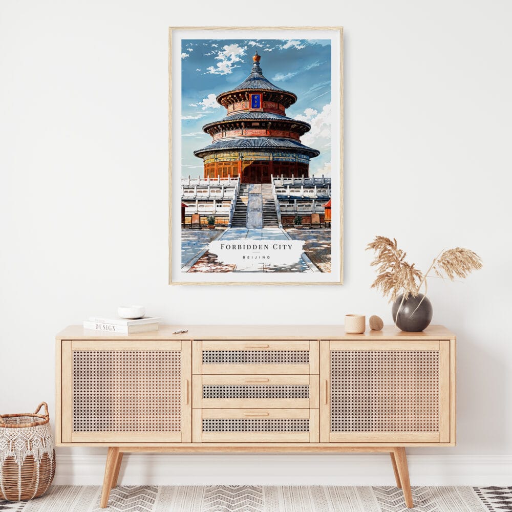 02 - Beijing Forbidden City Watercolor Art Print Hanging above Shelf.jpg 02 - Beijing Forbidden City Watercolor Art Print Hanging above Shelf.jpg