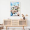 02 - Cascais Portugal Watercolor Art Print Hanging above Shelf.jpg