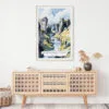 02 - Fjadrargljufur Canyon Watercolor Art Print Hanging above Shelf.jpg
