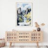 02 - Fjadrargljufur Canyon Watercolor Art Print Hanging above Shelf.jpg