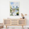 02 - Guilin China Watercolor Art Print Hanging above Shelf.jpg