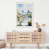 02 - Guilin China Watercolor Art Print Hanging above Shelf.jpg