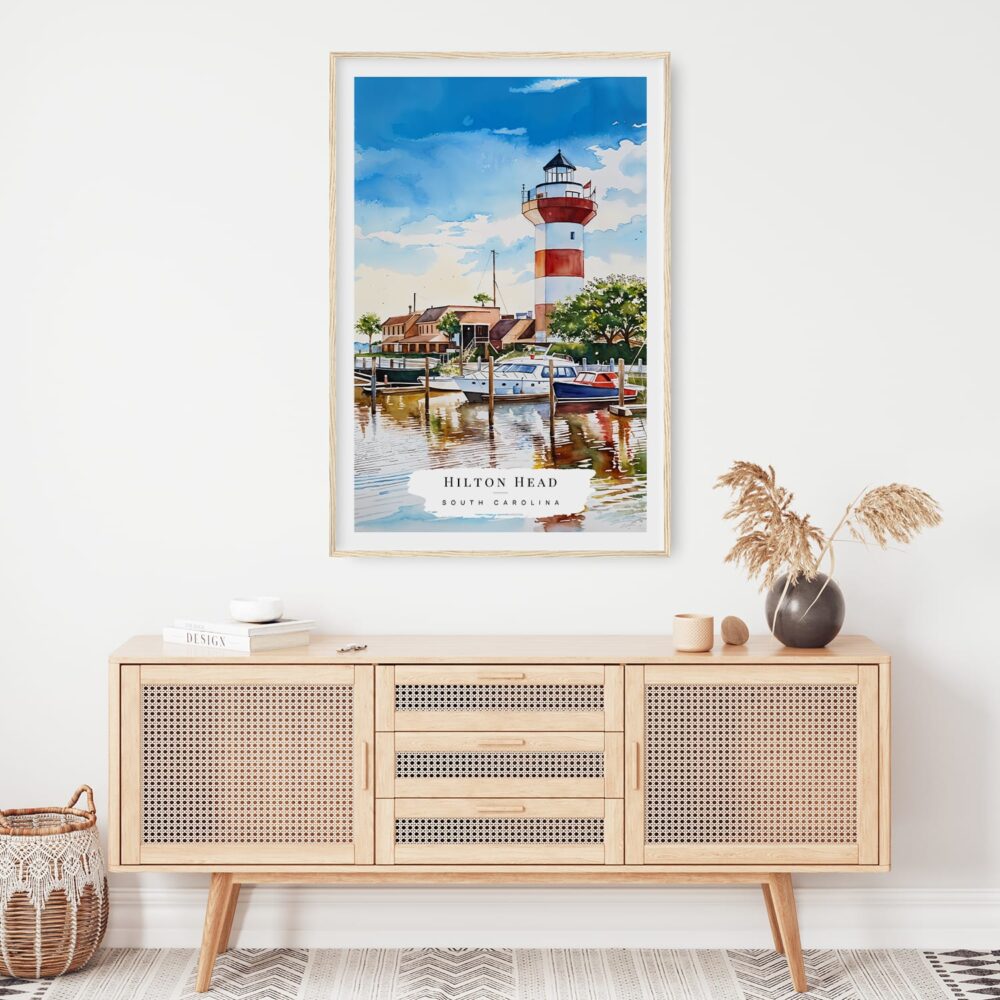 02 - Hilton Head South Carolina Watercolor Art Print Hanging above Shelf.jpg 02 - Hilton Head South Carolina Watercolor Art Print Hanging above Shelf.jpg
