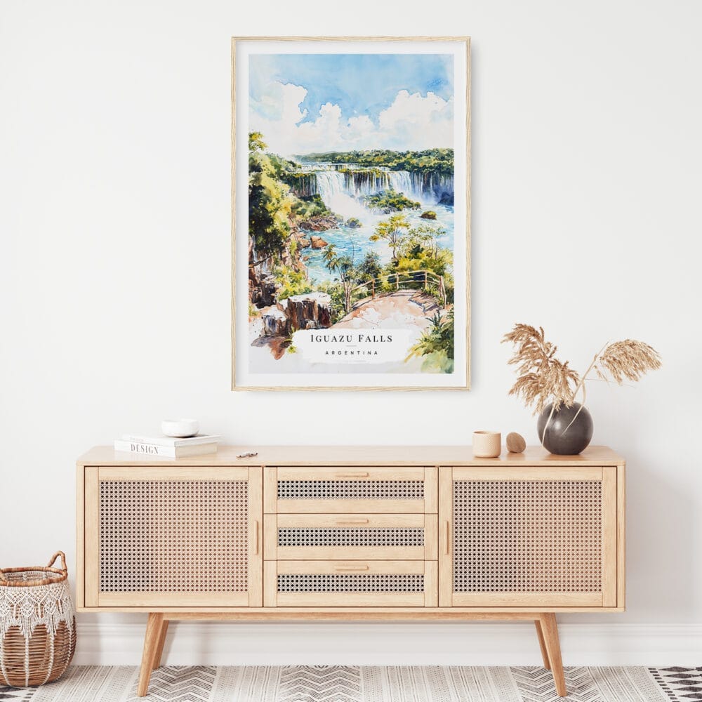 02 - Iguazu Falls Watercolor Art Print Hanging above Shelf.jpg 02 - Iguazu Falls Watercolor Art Print Hanging above Shelf.jpg