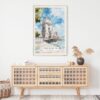 02 - Lisboa Torre de Belém Watercolor Art Print Hanging above Shelf.jpg