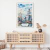 02 - Louisville Kentucky Watercolor Art Print Hanging above Shelf.jpg