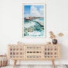 02 - Maldives Watercolor Art Print Hanging above Shelf.jpg