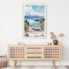 02 - Mount Cook Road NZ Watercolor Art Print Hanging above Shelf.jpg