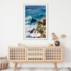 02 - Nazare Portugal Watercolor Art Print Hanging above Shelf.jpg