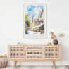 02 - Norwich England Watercolor Art Print Hanging above Shelf.jpg