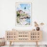 02 - Portland Maine Watercolor Art Print Hanging above Shelf.jpg