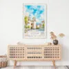 02 - San Salvador Watercolor Art Print Hanging above Shelf.jpg