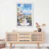 02 - Santa Barbara California Watercolor Art Print Hanging above Shelf.jpg