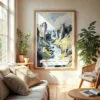 04 - Fjadrargljufur Canyon Watercolor Wall Art in Boho Living Room.jpg