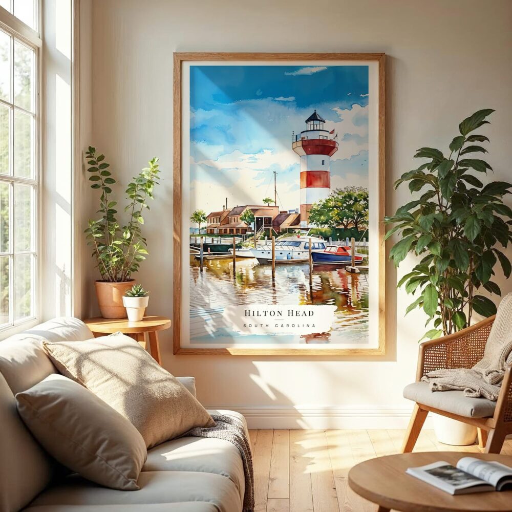 04 - Hilton Head South Carolina Watercolor Wall Art in Boho Living Room.jpg 04 - Hilton Head South Carolina Watercolor Wall Art in Boho Living Room.jpg
