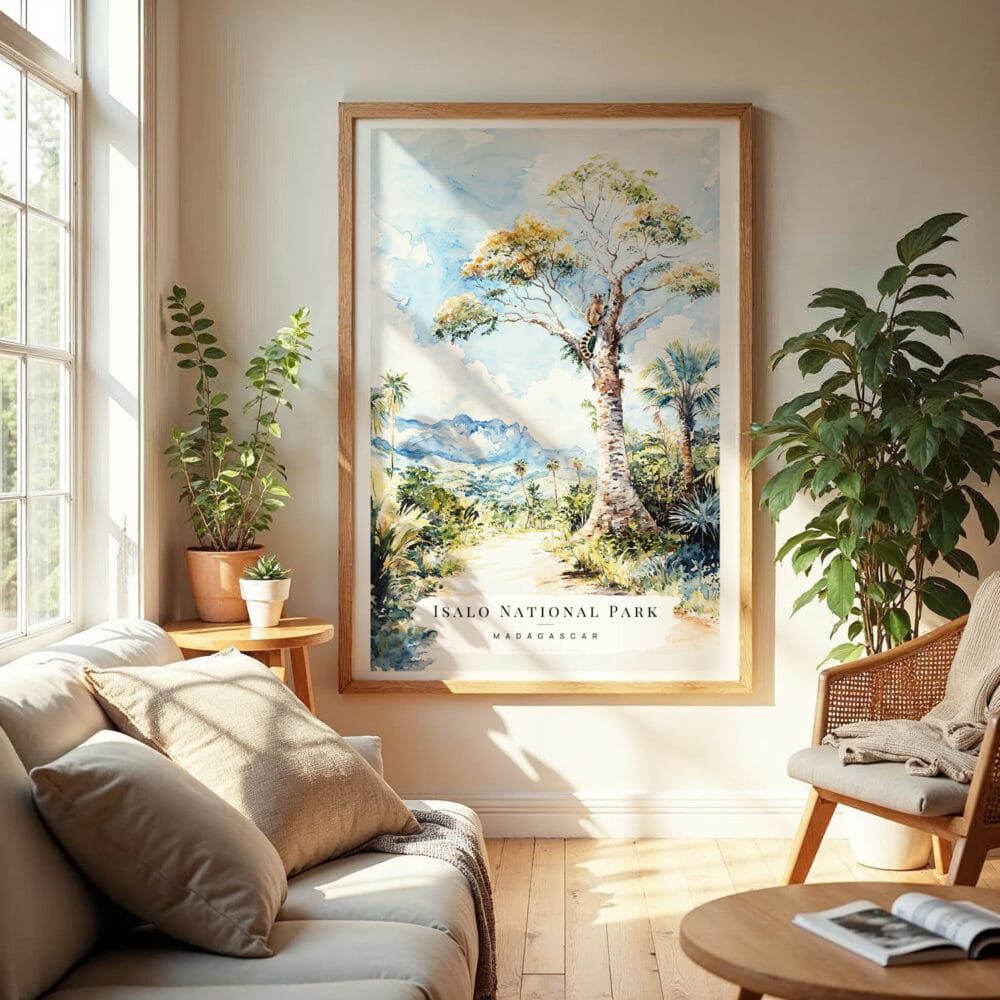 04 - Isalo National Park Watercolor Wall Art in Boho Living Room.jpg 04 - Isalo National Park Watercolor Wall Art in Boho Living Room.jpg