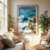 04 - Nazare Portugal Watercolor Wall Art in Boho Living Room.jpg