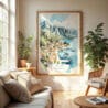 04 - Perast Montenegro Watercolor Wall Art in Boho Living Room.jpg