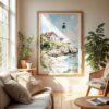 04 - Portland Maine Watercolor Wall Art in Boho Living Room.jpg