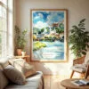 04 - Salzburg Austria Watercolor Wall Art in Boho Living Room.jpg