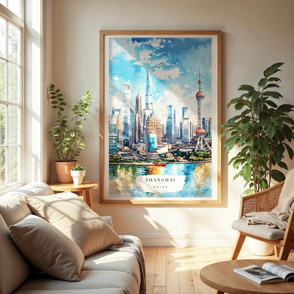 04 - Shanghai China Watercolor Wall Art in Boho Living Room.jpg 04 - Shanghai China Watercolor Wall Art in Boho Living Room.jpg