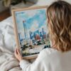 05 - Woman Holding Framed Beijing Skyline Watercolor Wall Art - Portrait.jpg