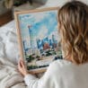 05 - Woman Holding Framed Beijing Skyline Watercolor Wall Art - Portrait.jpg