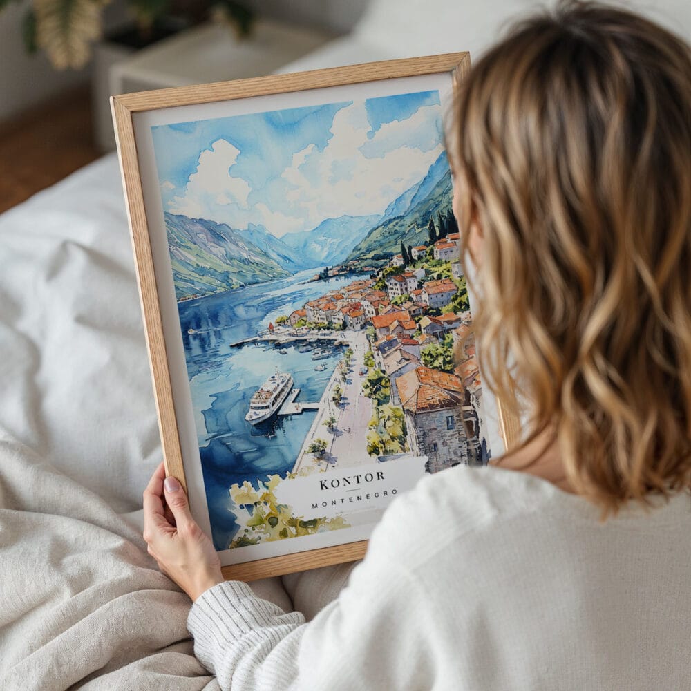 05 - Woman Holding Framed Kontor Montenegro Watercolor Wall Art - Portrait.jpg 05 - Woman Holding Framed Kontor Montenegro Watercolor Wall Art - Portrait.jpg
