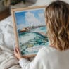 05 - Woman Holding Framed Maldives Watercolor Wall Art - Portrait.jpg