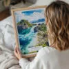 05 - Woman Holding Framed Palawan Philippines Watercolor Wall Art - Portrait.jpg