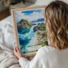 05 - Woman Holding Framed Palawan Philippines Watercolor Wall Art - Portrait.jpg