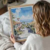 05 - Woman Holding Framed Santa Barbara California Watercolor Wall Art - Portrait.jpg